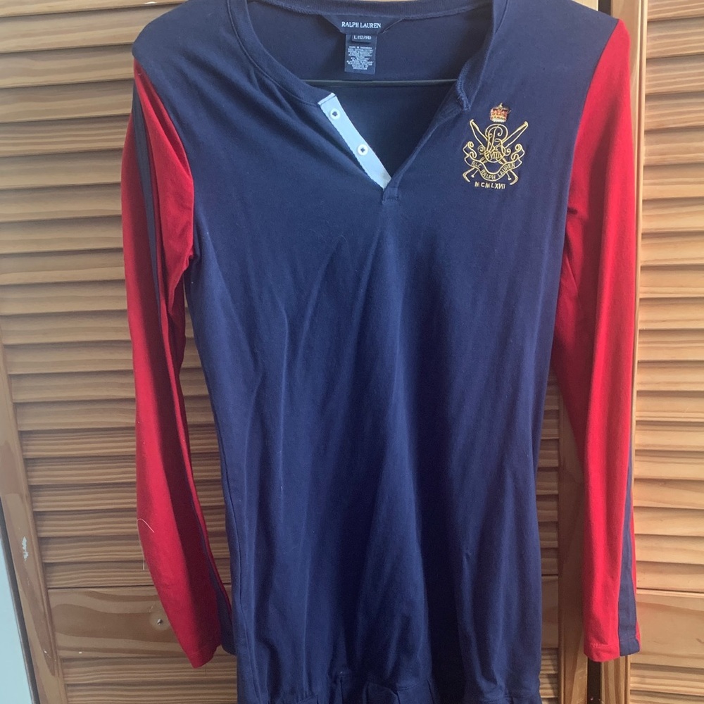 Ralph Lauren Kids Long Sleeve Dress in Navy and Red